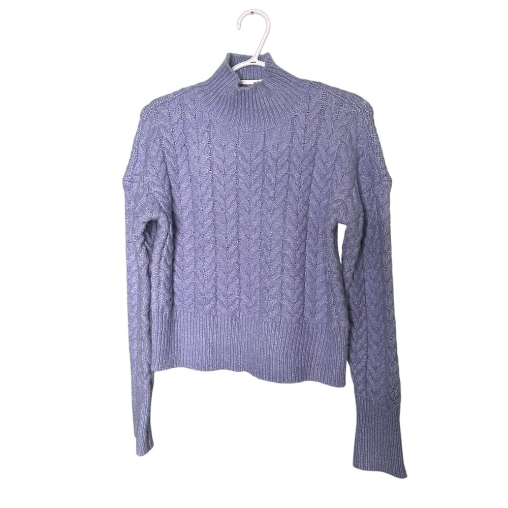 🔴 5 for $40 SALE! 
Kendall Kylie Blue Turtleneck Cropped CableKnit Sweater Sz M